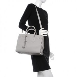 Like new Authentic YSL Gray Leather Baby Size Sac De Jour Bag